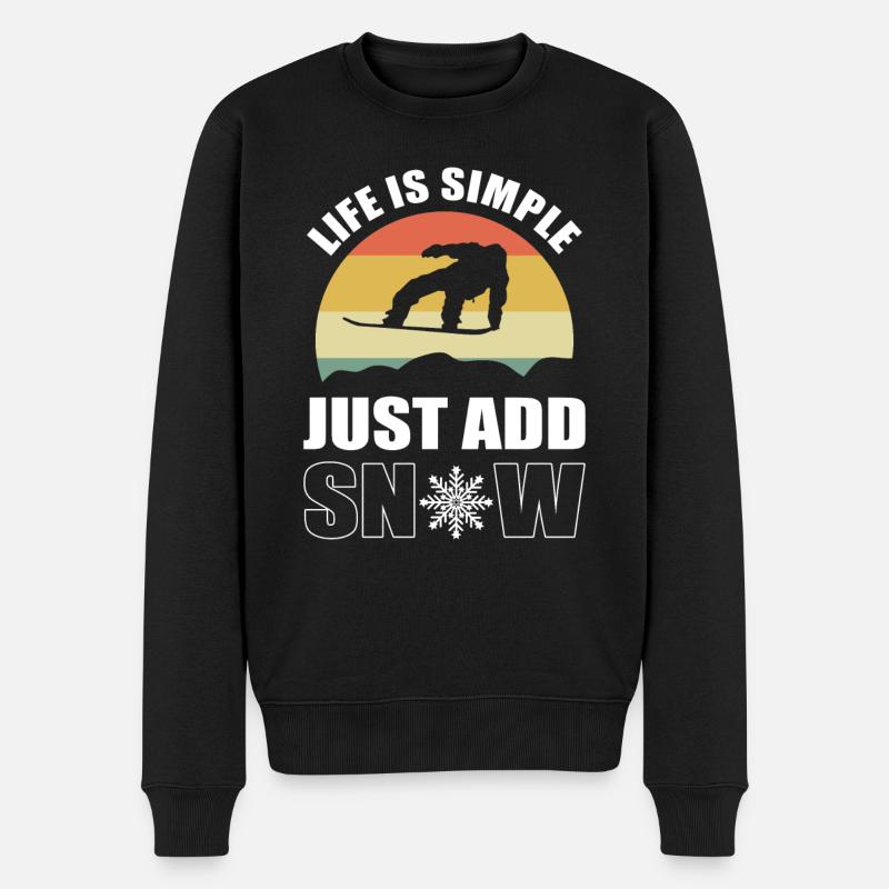 Schnee Skispringer - Männer Premium Bio Pullover - Schwarz