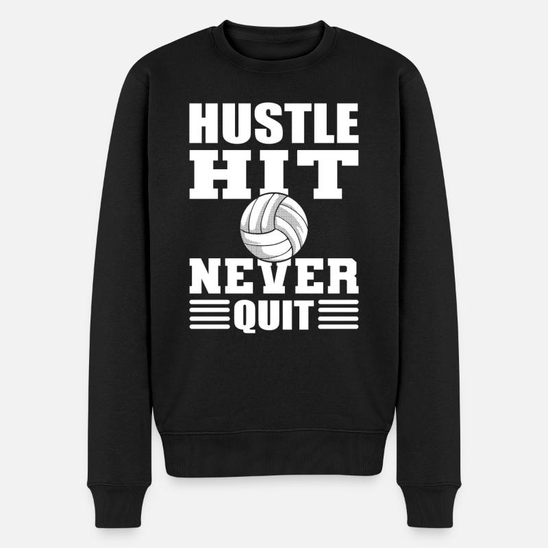 Hustle Hit Never Quit Volleyballspieler - Männer Premium Bio Pullover - Schwarz