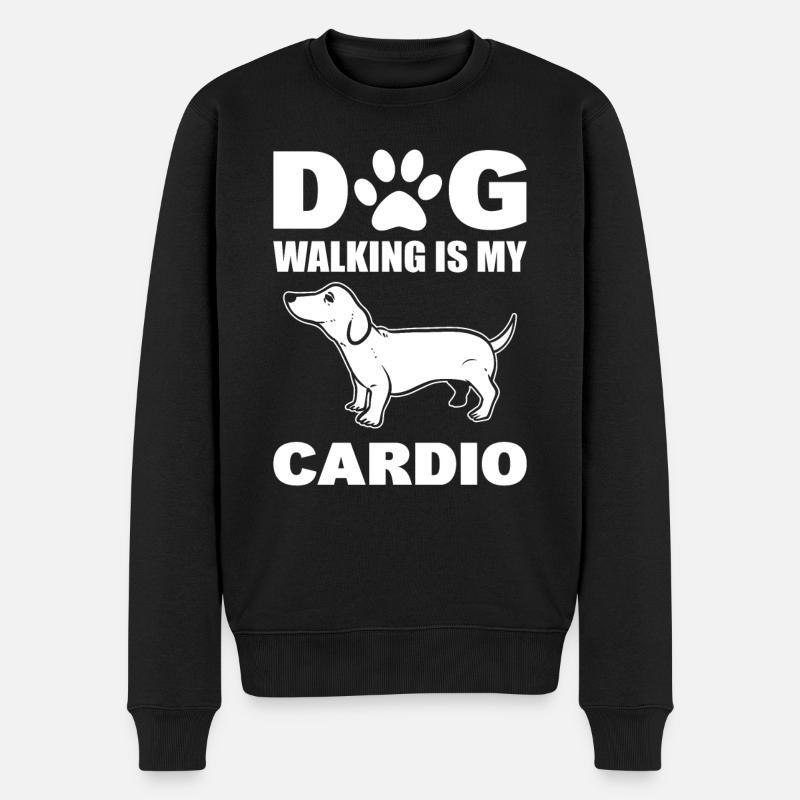 Dog Walking Is My Cardio Hund - Männer Premium Bio Pullover - Schwarz