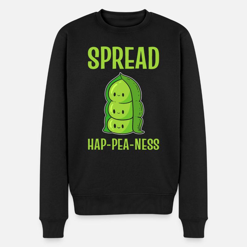 Lustige Erbsen Wortspiel Vegetarier - Männer Premium Bio Pullover - Schwarz