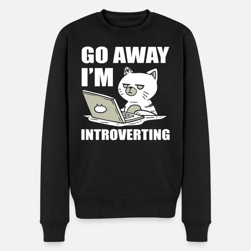 Go Away I'm Introverting Katzenmama - Männer Premium Bio Pullover - Schwarz