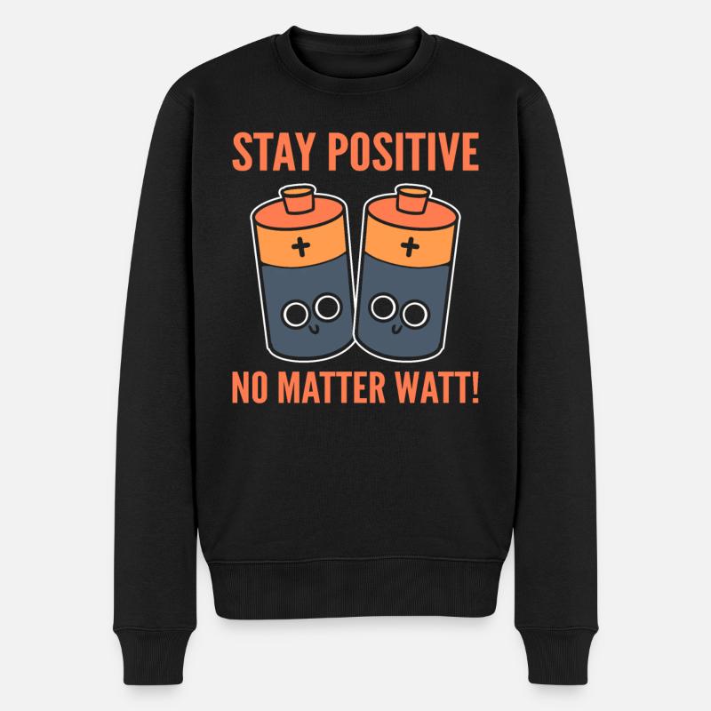 Optimistic Sayings Lineman - Männer Premium Bio Pullover - Schwarz