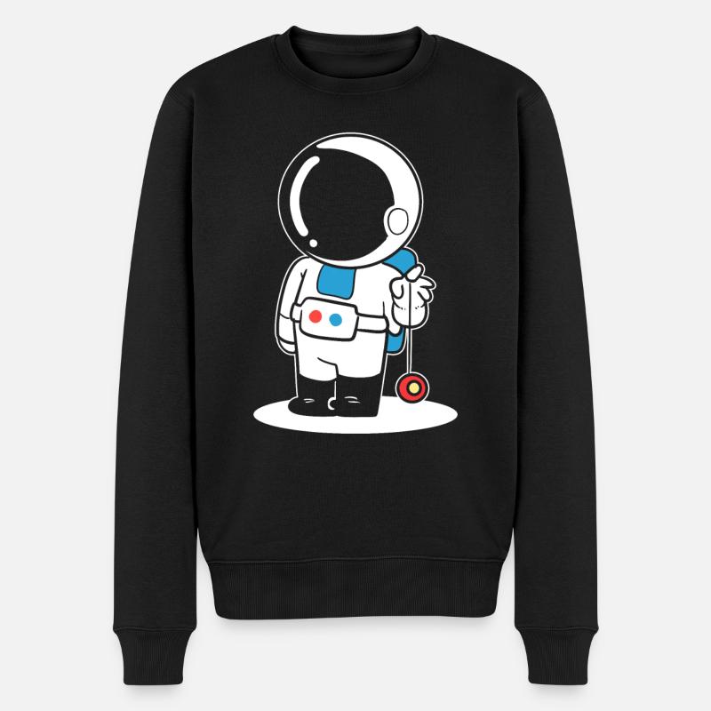 Astronaut spielt Yoyo Astronaut - Männer Premium Bio Pullover - Schwarz