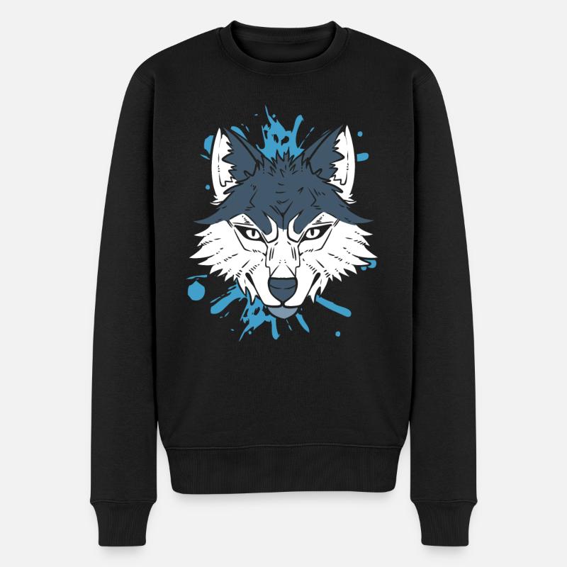 Wölfe Porträt Tierbiologe - Männer Premium Bio Pullover - Schwarz