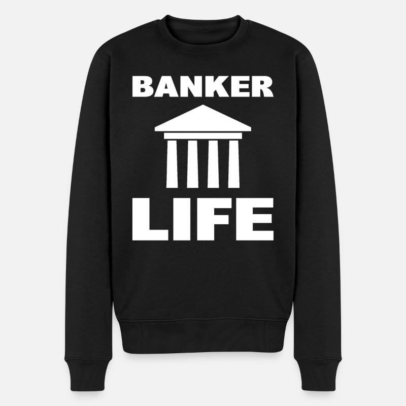 Lustiger Banker - Männer Premium Bio Pullover - Schwarz
