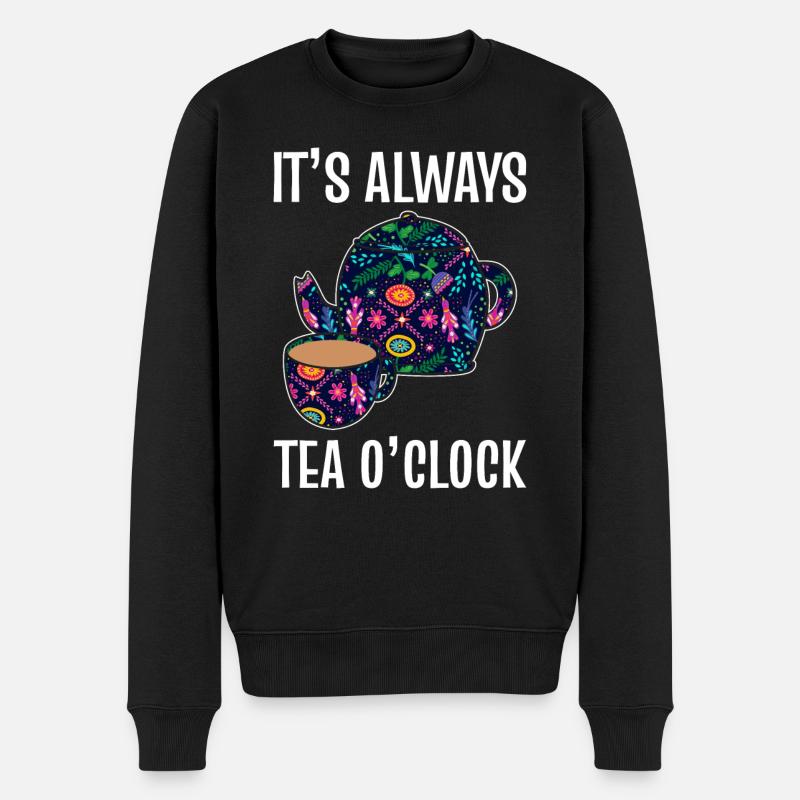 It's Always Tea Oclock Tee Barista - Männer Premium Bio Pullover - Schwarz