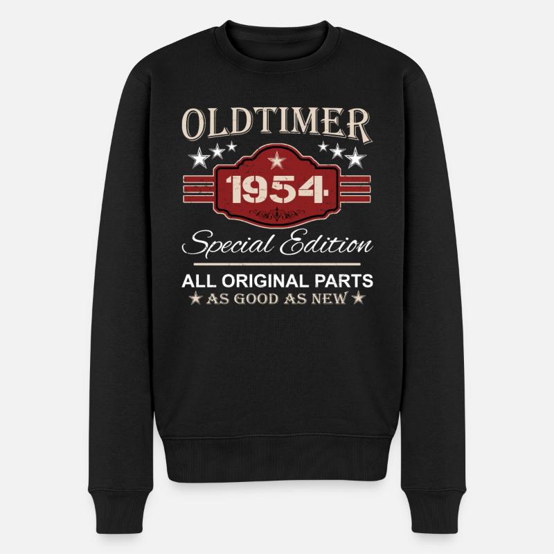 Oldtimer Vintage 1954 - 70. Geburtstag Opa - Männer Premium Bio Pullover - Schwarz