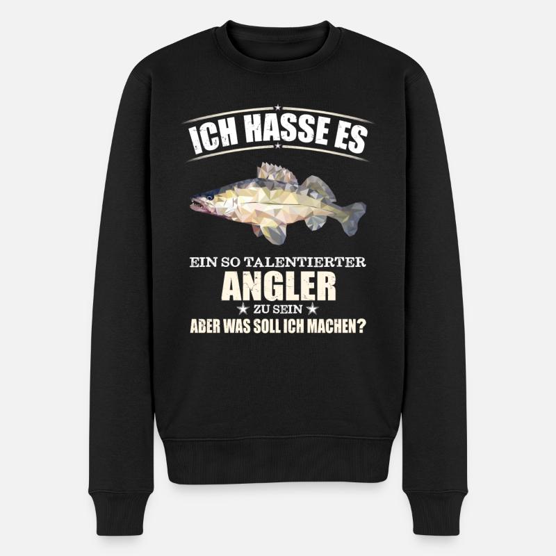 Talentierter Zanderangler - Zander - Männer Premium Bio Pullover - Schwarz