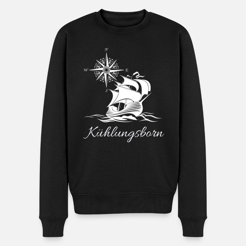 Kühlungsborn Ostseebad Segelschiff Kompassrose . - Männer Premium Bio Pullover - Schwarz