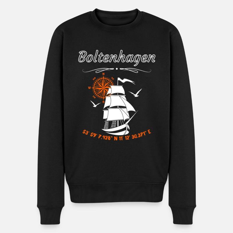 Boltenhagen Segelschiff Kompassrose Ostsee - Männer Premium Bio Pullover - Schwarz
