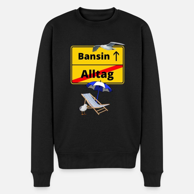 Bansin-Ortsschild Alltag Bansin -Ostsee - Männer Premium Bio Pullover - Schwarz