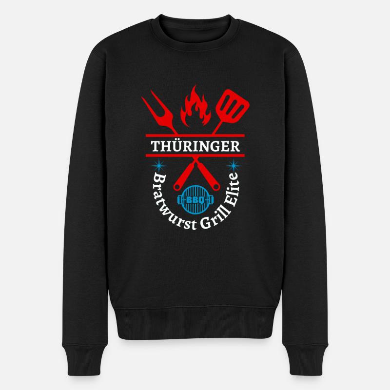 Thüringen-Thüringer Bratwurst Grill Elite - Männer Premium Bio Pullover - Schwarz