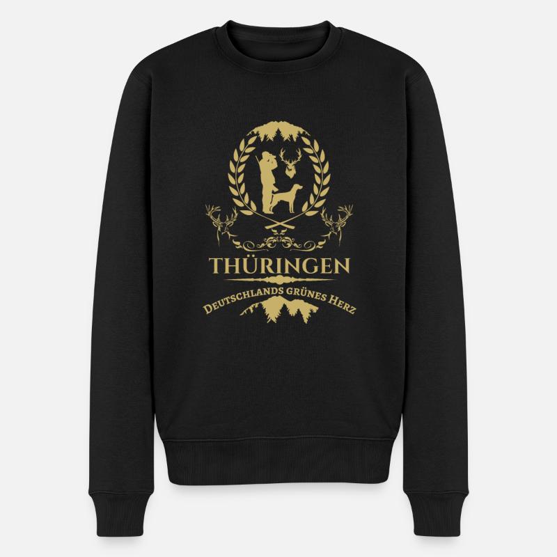Thüringen-Deutschlands grünes Herz - Männer Premium Bio Pullover - Schwarz