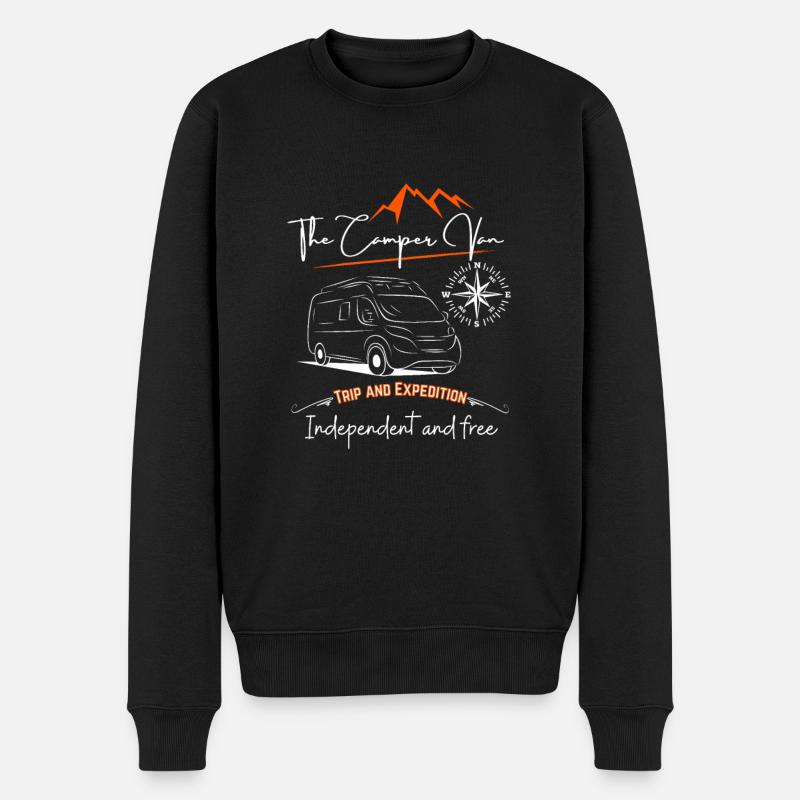 Camper Kastenwagen Wohnmobil Spruch + Motiv - Männer Premium Bio Pullover - Schwarz