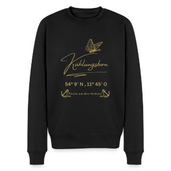 Kühlungsborn-Möwe-Anker-Koordinaten-Ostsee - Männer Premium Bio Pullover - Schwarz - Vorne - Nico (187cm)