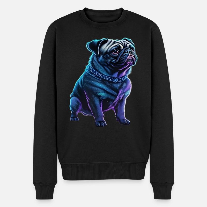 Futuristischer Neon-Mops - Männer Premium Bio Pullover - Schwarz