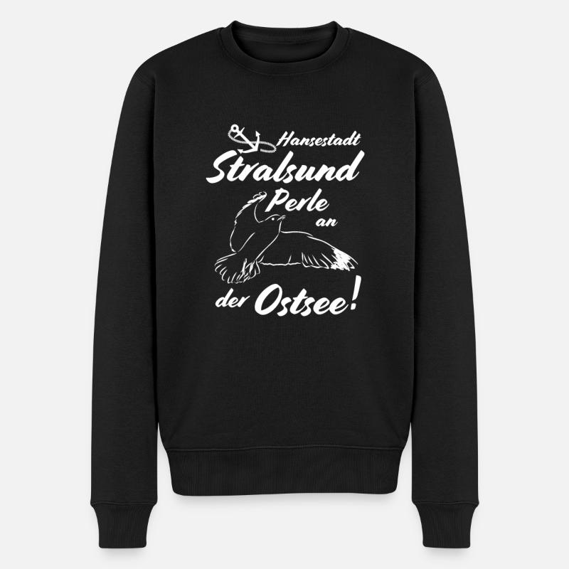 Stralsund Hansestadt Perle an der Ostsee - Männer Premium Bio Pullover - Schwarz