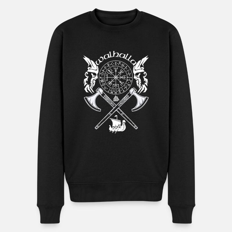 WALHALLA-VIKING SYMBOLE-WIKINGER RUNEN - Männer Premium Bio Pullover - Schwarz