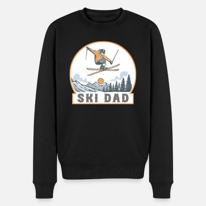 Ski Dad, lustiges Ski-Zitat - Männer Premium Bio Pullover - Schwarz