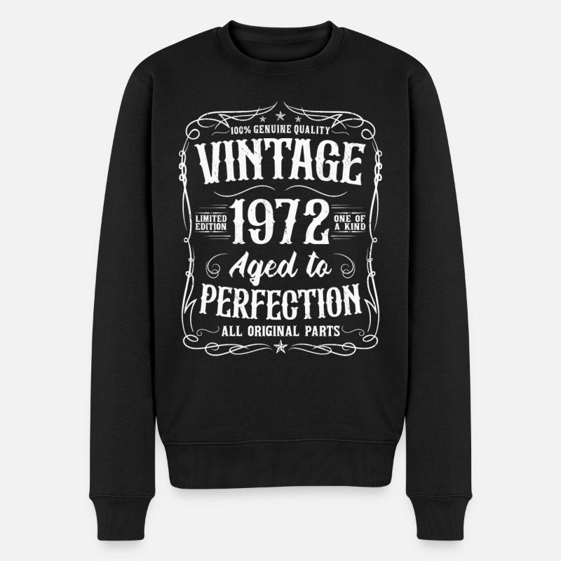 1972 Geburtstag Vintage 1972 Retro Geschenk - Männer Premium Bio Pullover - Schwarz