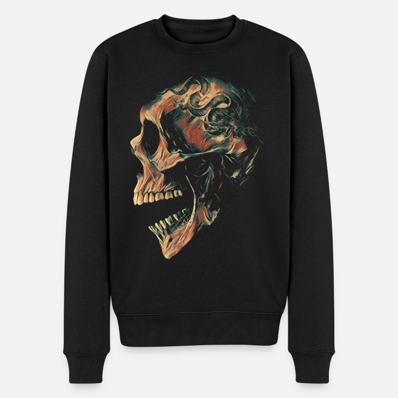 Camo Skull - Männer Premium Bio Pullover - Schwarz