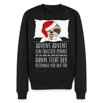 Advent Advent ein Faultier pennt Weihnachten - Männer Premium Bio Pullover - Schwarz - Vorne - Nico (187cm)