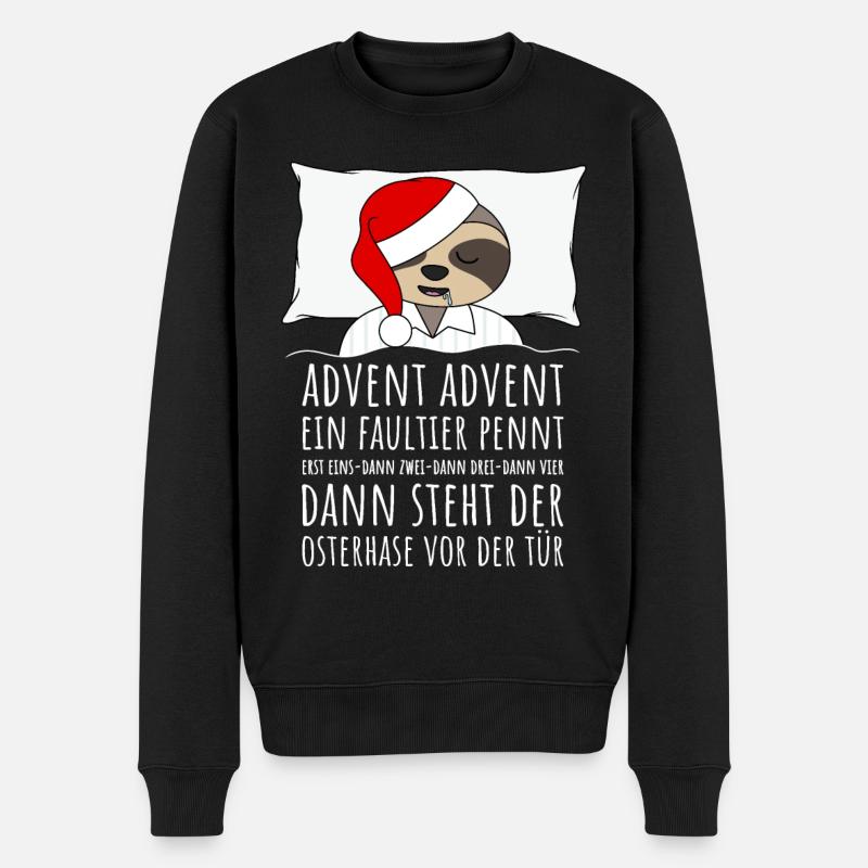 Advent Advent ein Faultier pennt Weihnachten - Männer Premium Bio Pullover - Schwarz