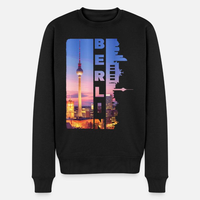 Berlin Deutschland Stadt Skyline Heimat Liebe - Männer Premium Bio Pullover - Schwarz