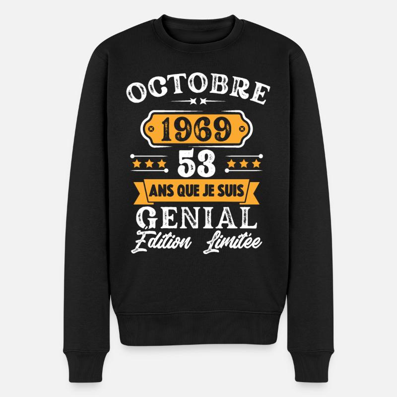 Cadeau D'anniversaire 53 Ans Octobre 1969 Rétro - Pull Premium bio Homme - noir
