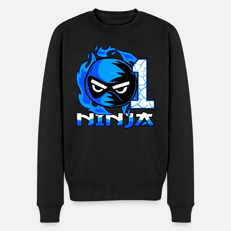Kinder 1. Geburtstag Junge 1 Jahr alt Ninja - Männer Premium Bio Pullover - Schwarz