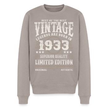 Legends are born in 1933 - Men's Premium Organic Jumper - taupe - Front - Nico (187cm)