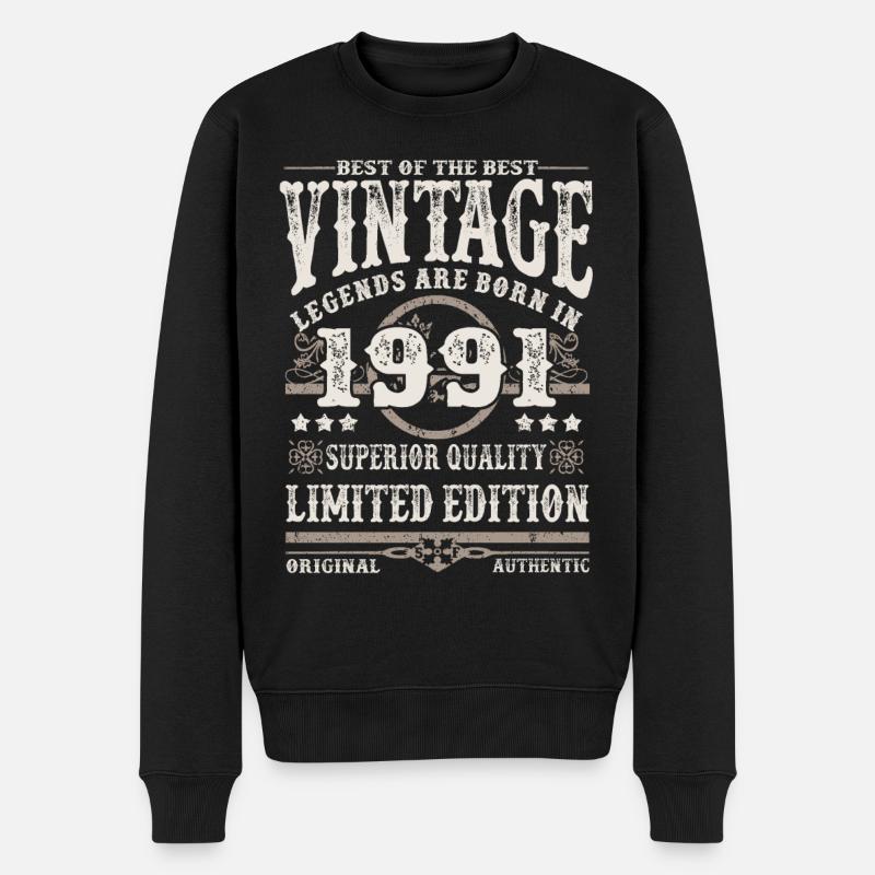 Legenden werden 1991 geboren - Männer Premium Bio Pullover - Schwarz