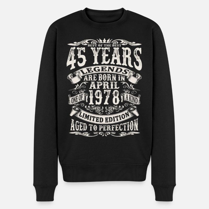 Avril 1978 - 45 ans - 45ème anniversaire - Pull Premium bio Homme - noir