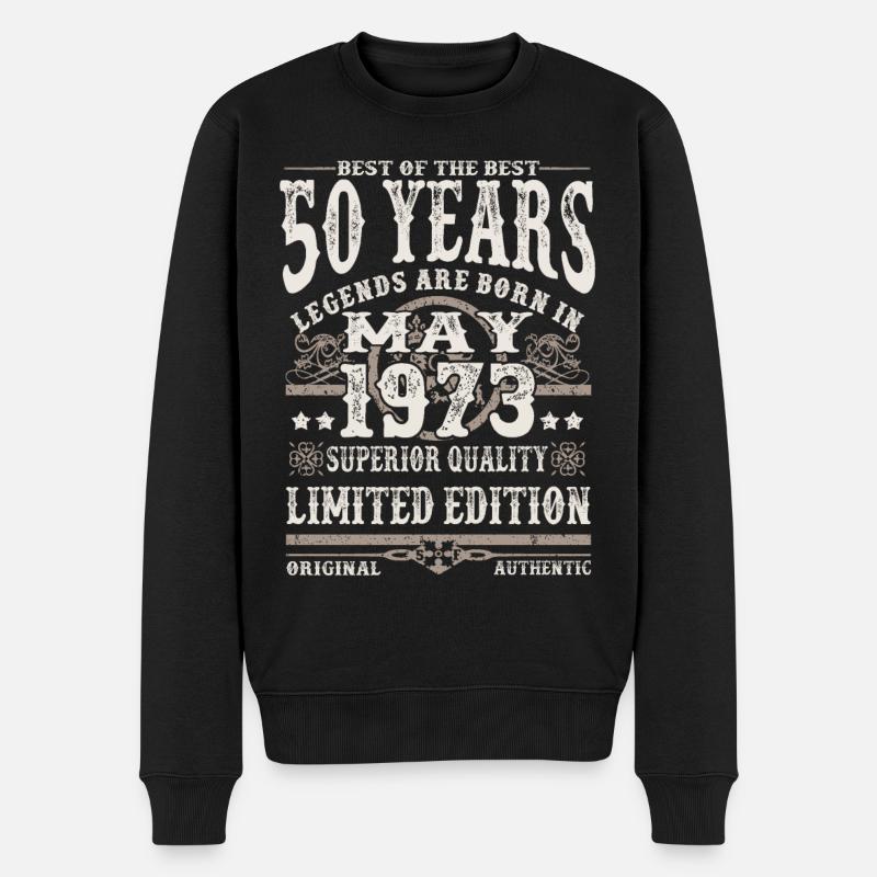 Mai 1973 geboren - 50 Jahre alt - Männer Premium Bio Pullover - Schwarz