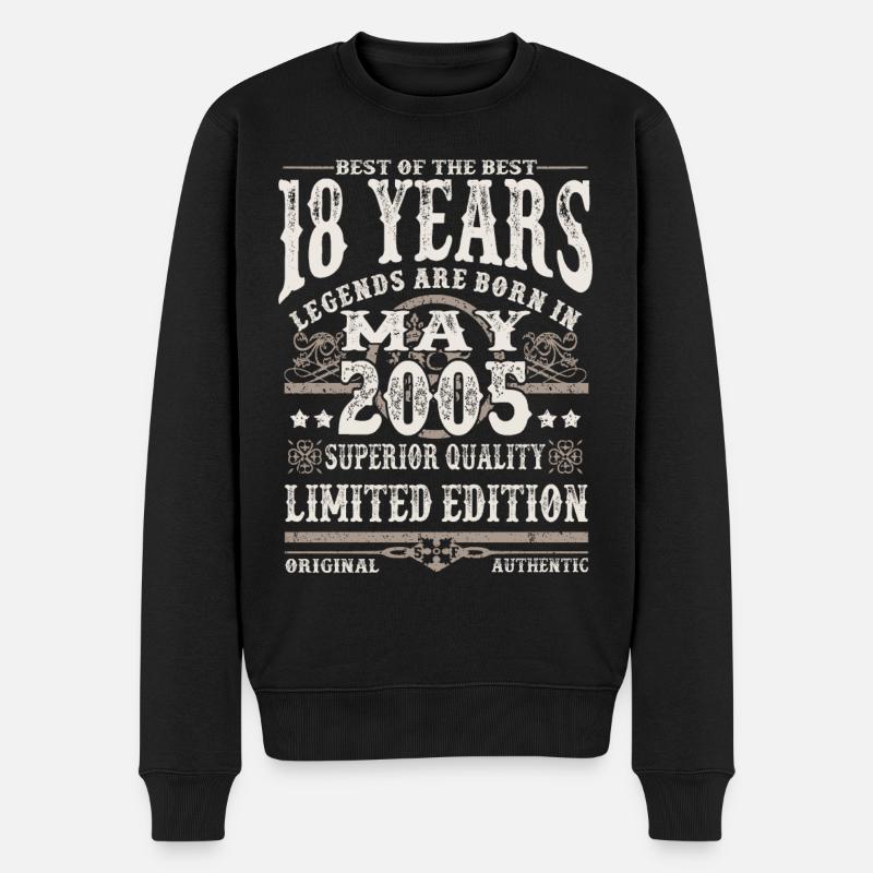 Mai 2005 geboren - 18 Jahre alt - Männer Premium Bio Pullover - Schwarz
