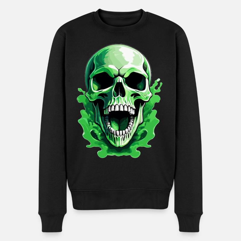 Crâne hurlant vert - Pull Premium bio Homme - noir