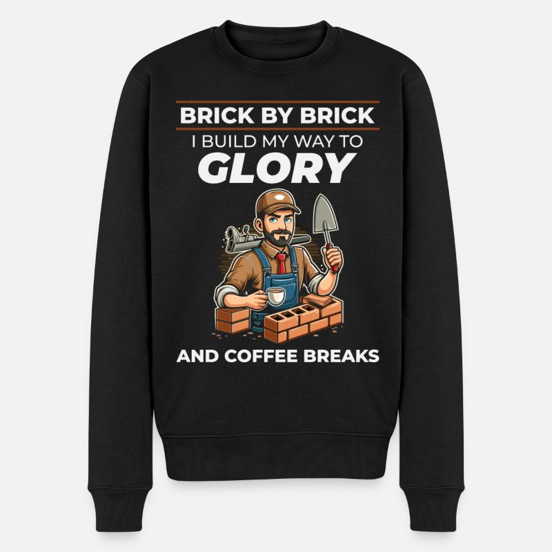 Briqueteur, maçon, maçon, chantier, humour, café, drôle - Pull Premium bio Homme - noir