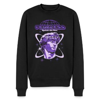 Y2K I FEARLESS AGAINST THE FLOW I Streetwear I UNI - Men's Premium Organic Jumper - black - Front - Nico (187cm)