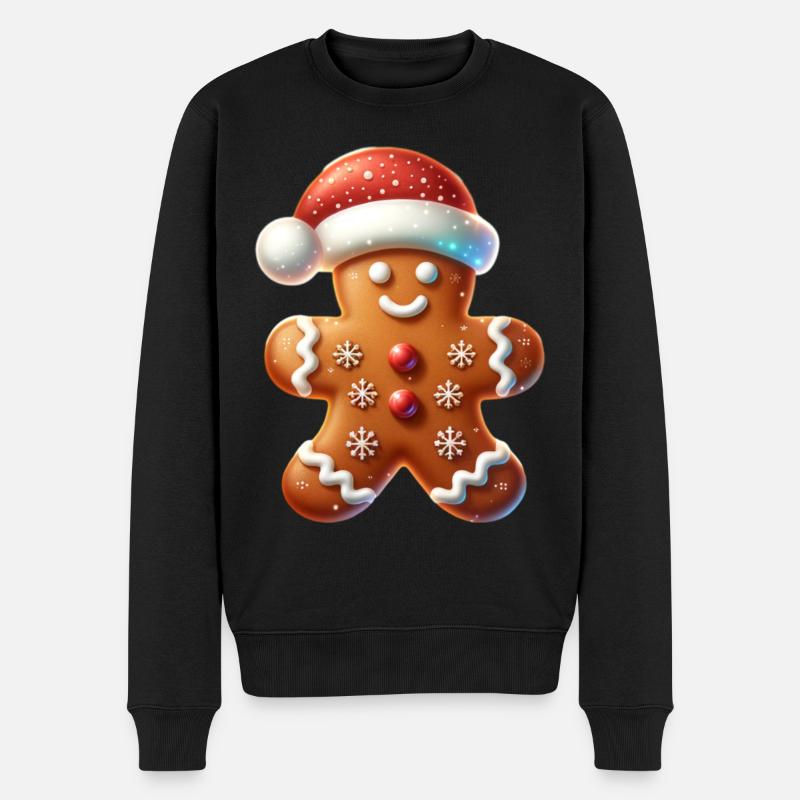 Lebkuchen Lebkuchenmann Xmas - Männer Premium Bio Pullover - Schwarz