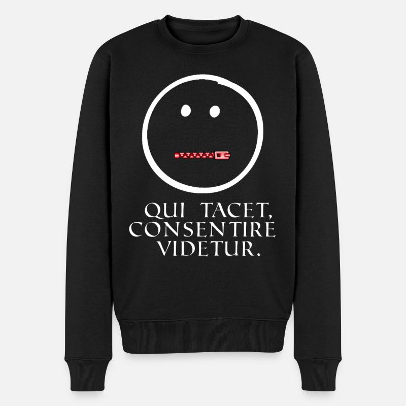 wer schweigt scheint zuzustimmen latein weiss - Männer Premium Bio Pullover - Schwarz