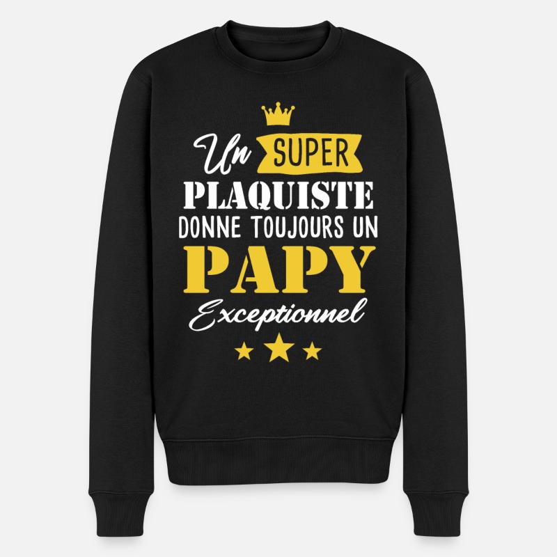 Papy plaquiste cadeau drôle humour papi retraite - Pull Premium bio Homme - noir