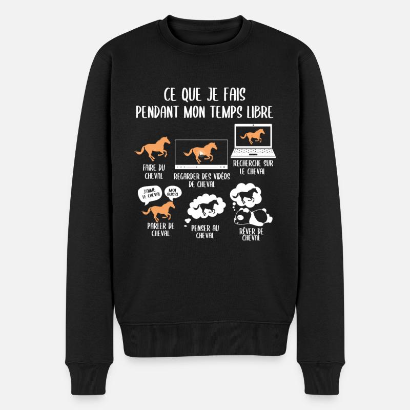 Ce que je fais pendant mon temps libre cheval - Pull Premium bio Homme - noir