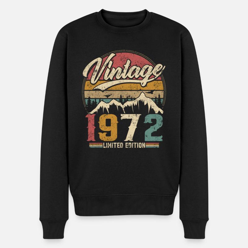 Vintage 1972 Limited Edition Geburtstagsgeschenk - Männer Premium Bio Pullover - Schwarz