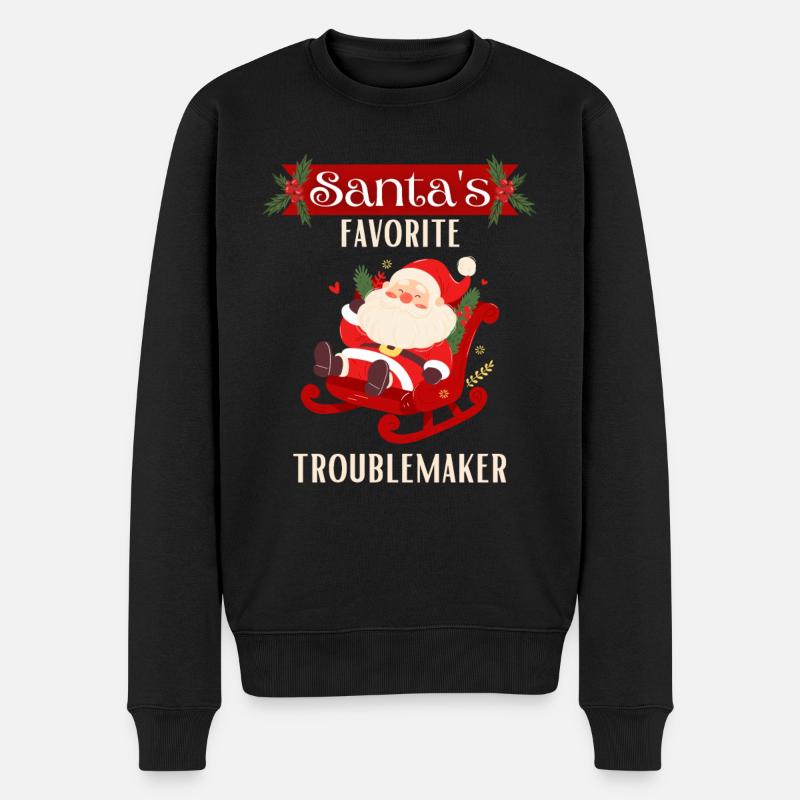 Der Weihnachtsmann auf dem Schlitten - Männer Premium Bio Pullover - Schwarz