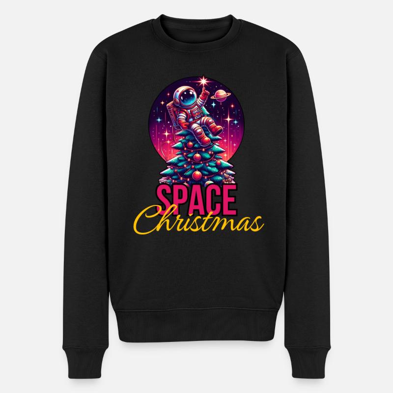 Astronaut mit Weihnachtsbaum - Männer Premium Bio Pullover - Schwarz