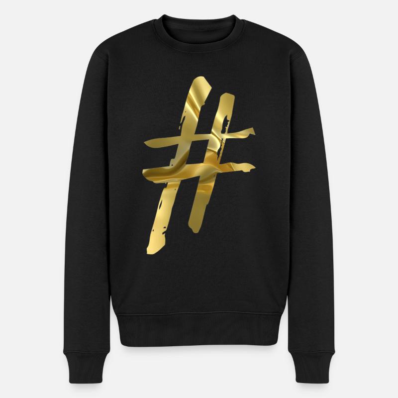 # Hashtag Gold - Männer Premium Bio Pullover - Schwarz