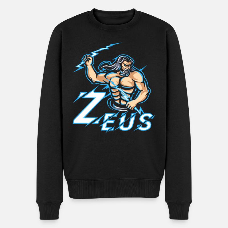 Zeus Griechische Mythologie Grafik - Männer Premium Bio Pullover - Schwarz