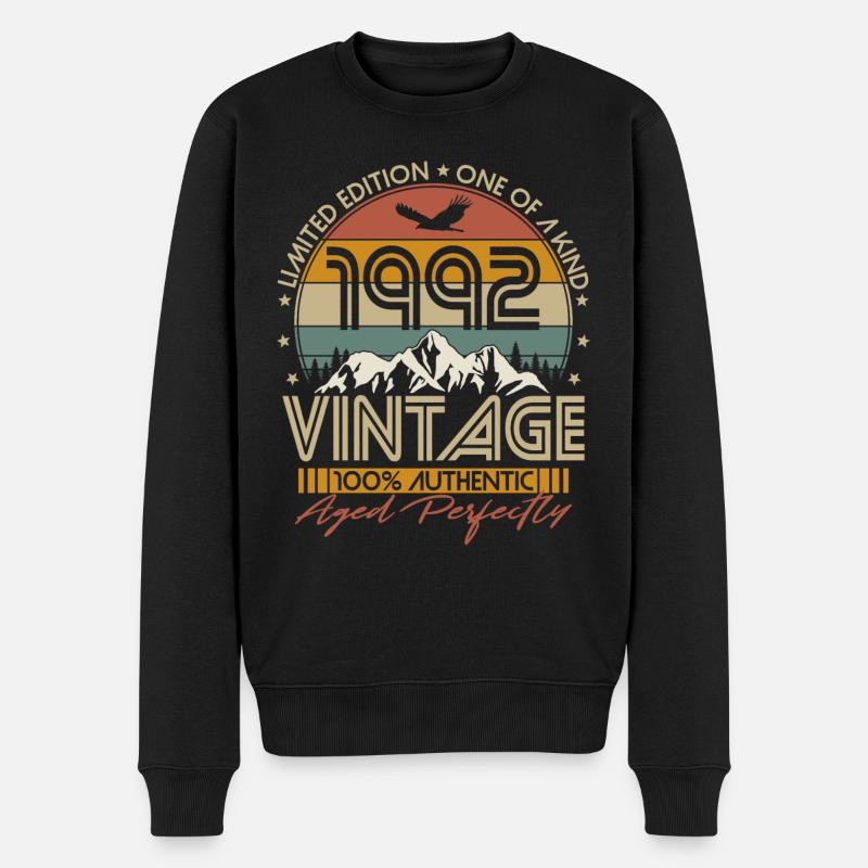 Vintage 1992 Jahrgang Geburtstag Retro Geschenk - Männer Premium Bio Pullover - Schwarz