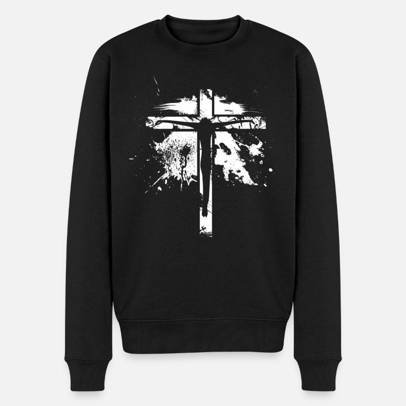 Croix de Jésus - Chrétien - Pull Premium bio Homme - noir