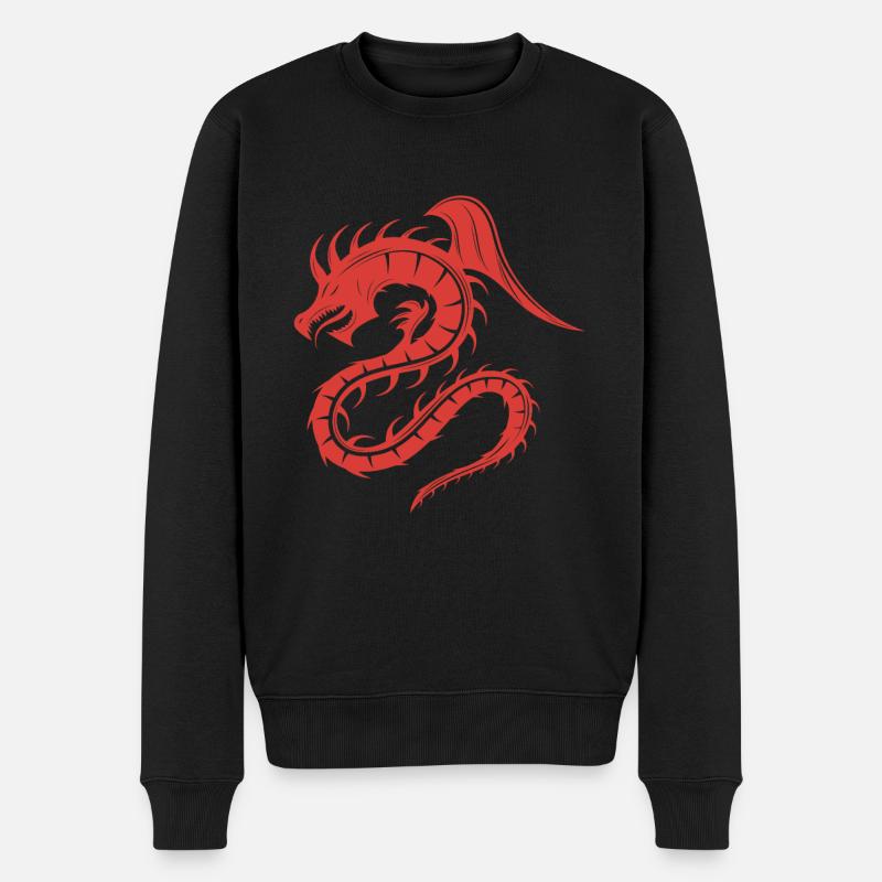 Chinesischer Drache - Männer Premium Bio Pullover - Schwarz